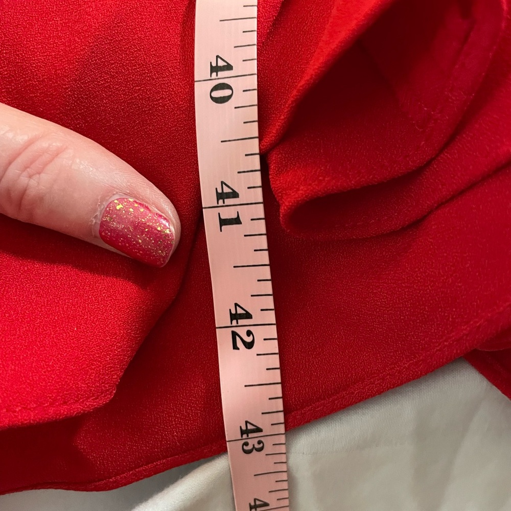 Boston Proper Red Midi Dress Size 12 on off shoulder ruffles spandex stretch - Picture 16 of 16